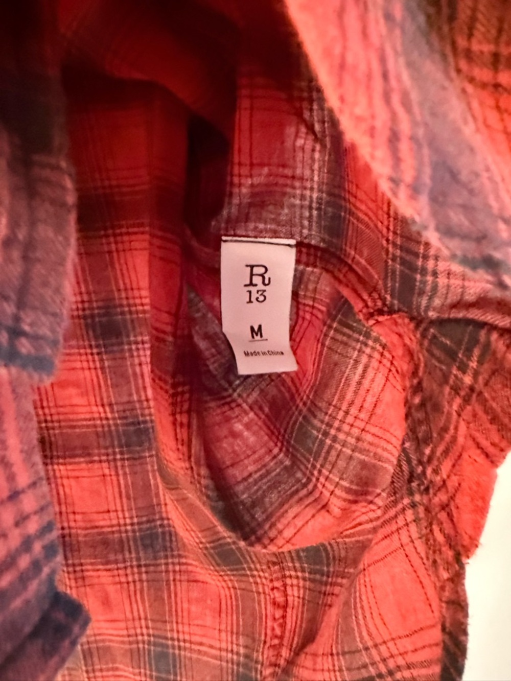R13 Oversized Cut Off Flannel Shirt - Picture 5 of 6
